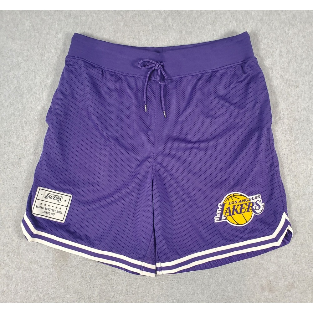 NBA Los Angeles Lakers Basketball Shorts Mens XL Purple Mesh Embroidered Logo